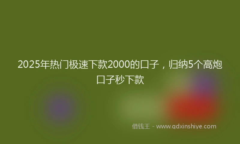 2025年热门极速下款2000的口子，归纳5个高炮口子秒下款