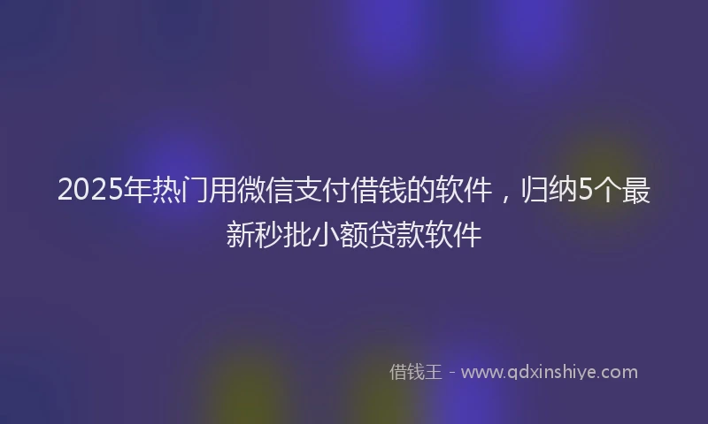 2025年热门用微信支付借钱的软件，归纳5个最新秒批小额贷款软件