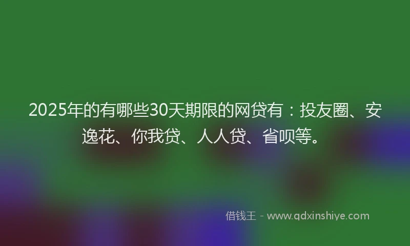 2025年的有哪些30天期限的网贷有：投友圈、安逸花、你我贷、人人贷、省呗等。