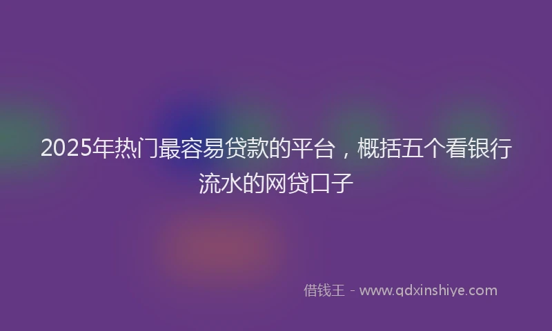 2025年热门最容易贷款的平台，概括五个看银行流水的网贷口子