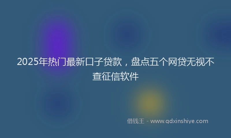 2025年热门最新口子贷款，盘点五个网贷无视不查征信软件