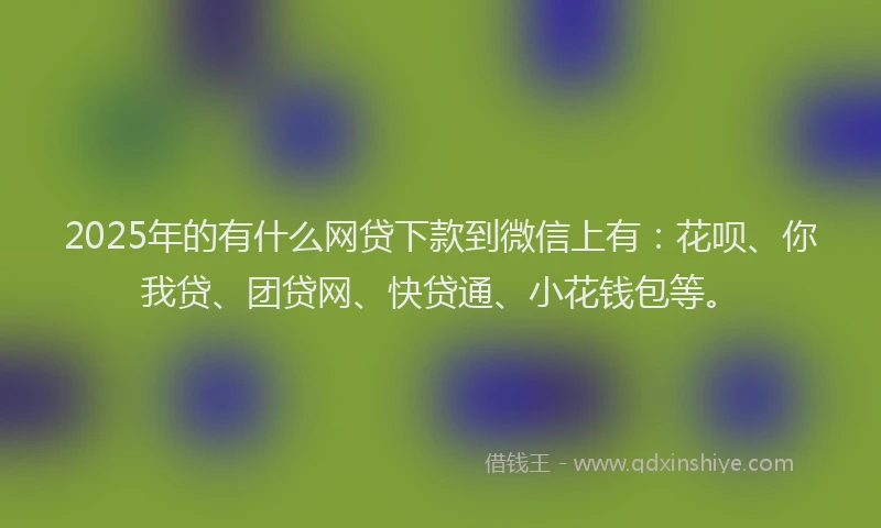 2025年的有什么网贷下款到微信上有：花呗、你我贷、团贷网、快贷通、小花钱包等。