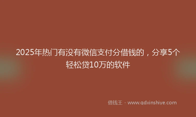 2025年热门有没有微信支付分借钱的，分享5个轻松贷10万的软件