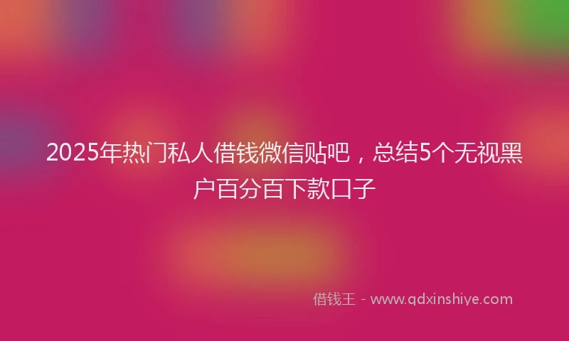 2025年热门私人借钱微信贴吧，总结5个无视黑户百分百下款口子