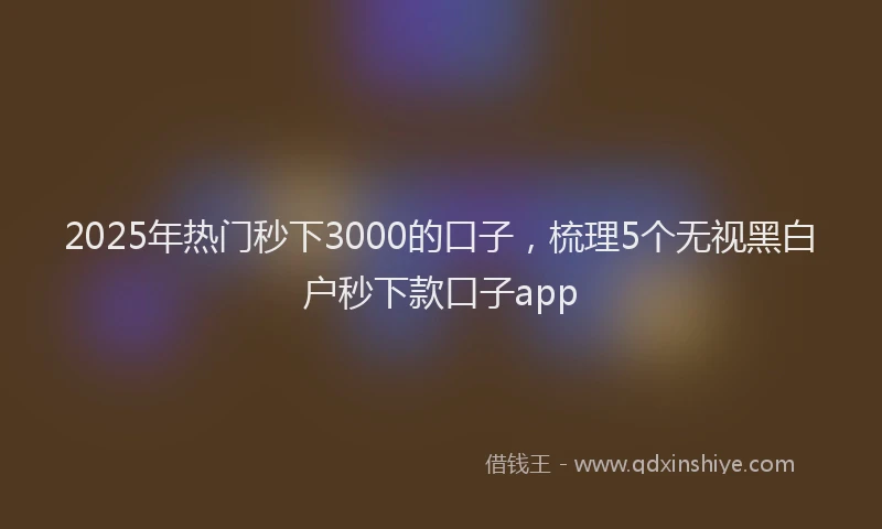 2025年热门秒下3000的口子，梳理5个无视黑白户秒下款口子app
