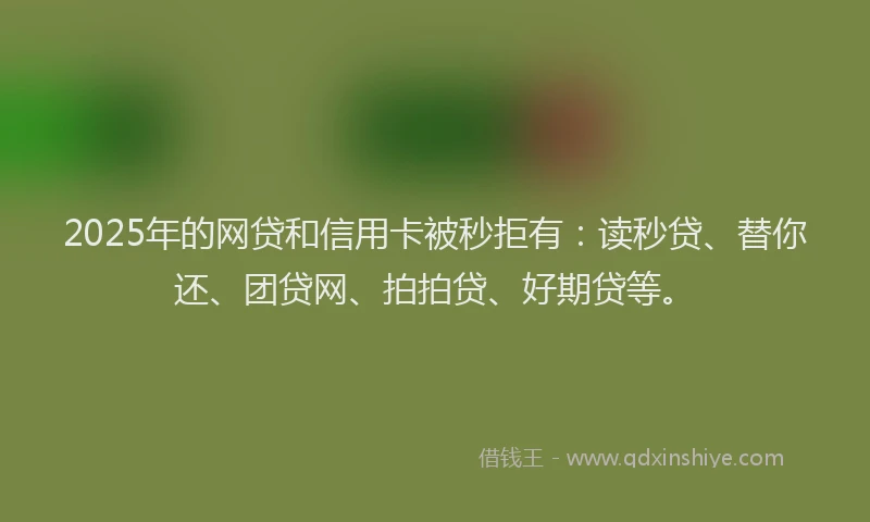 2025年的网贷和信用卡被秒拒有：读秒贷、替你还、团贷网、拍拍贷、好期贷等。