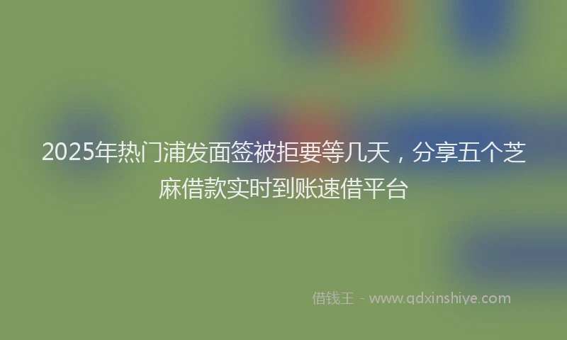 2025年热门浦发面签被拒要等几天，分享五个芝麻借款实时到账速借平台