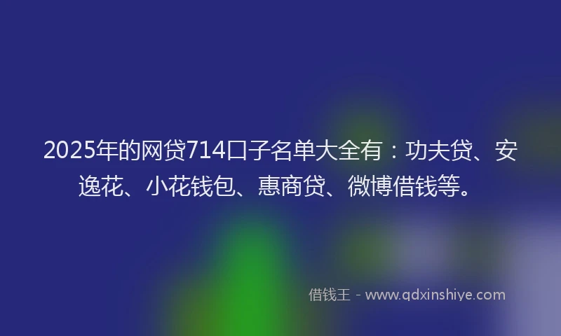 2025年的网贷714口子名单大全有：功夫贷、安逸花、小花钱包、惠商贷、微博借钱等。
