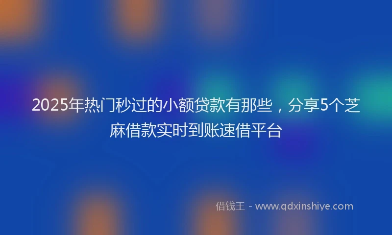 2025年热门秒过的小额贷款有那些，分享5个芝麻借款实时到账速借平台