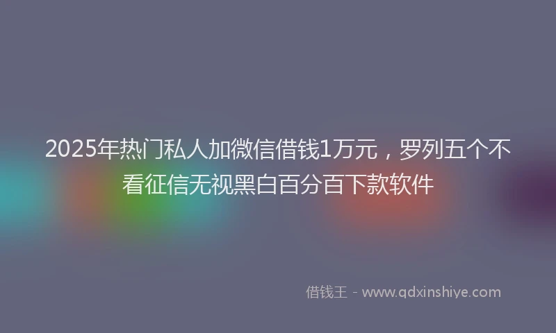2025年热门私人加微信借钱1万元，罗列五个不看征信无视黑白百分百下款软件