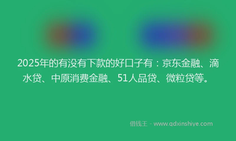 2025年的有没有下款的好口子有：京东金融、滴水贷、中原消费金融、51人品贷、微粒贷等。