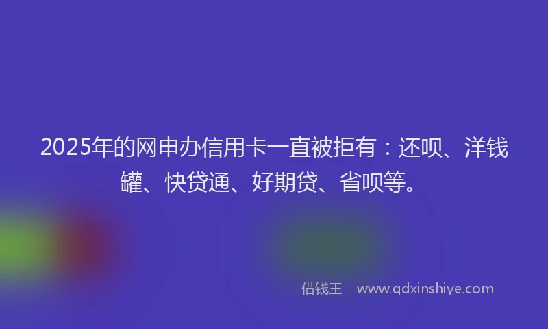2025年的网申办信用卡一直被拒有：还呗、洋钱罐、快贷通、好期贷、省呗等。