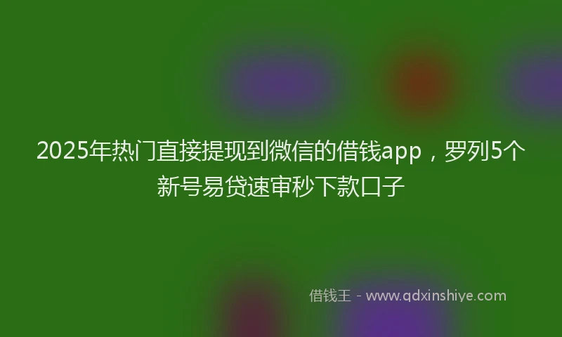 2025年热门直接提现到微信的借钱app，罗列5个新号易贷速审秒下款口子