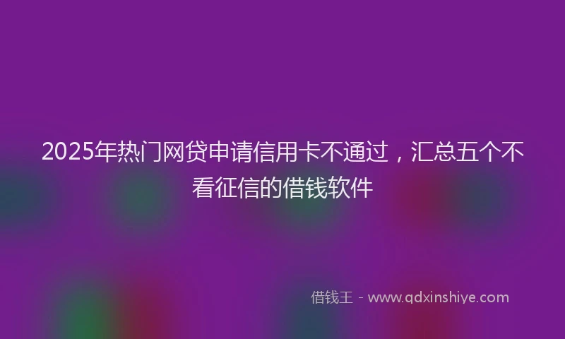2025年热门网贷申请信用卡不通过，汇总五个不看征信的借钱软件