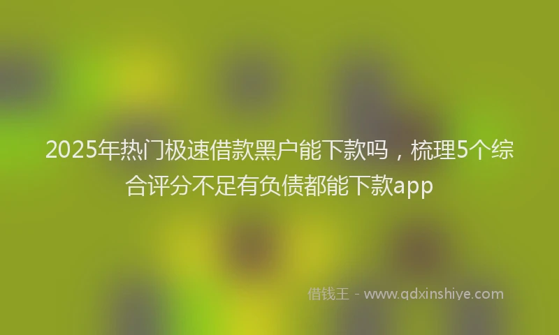 2025年热门极速借款黑户能下款吗，梳理5个综合评分不足有负债都能下款app