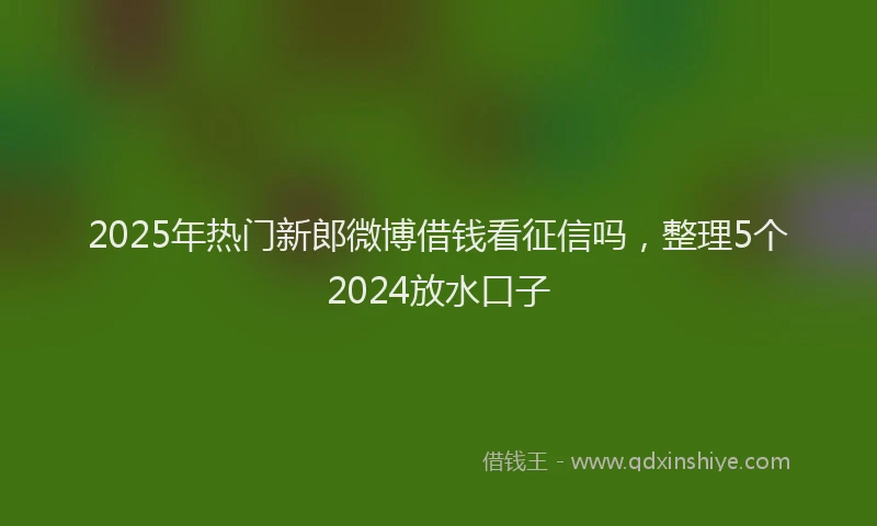 2025年热门新郎微博借钱看征信吗，整理5个2024放水口子