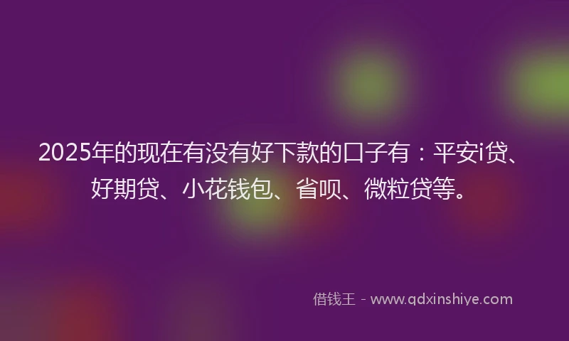 2025年的现在有没有好下款的口子有：平安i贷、好期贷、小花钱包、省呗、微粒贷等。