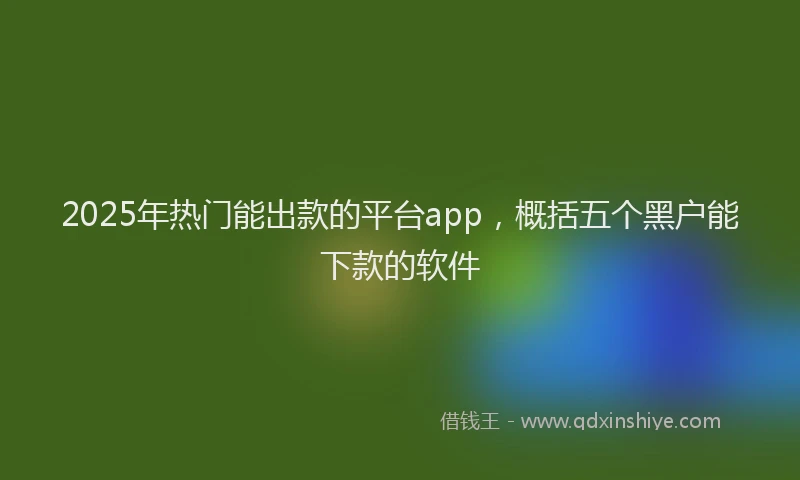 2025年热门能出款的平台app，概括五个黑户能下款的软件