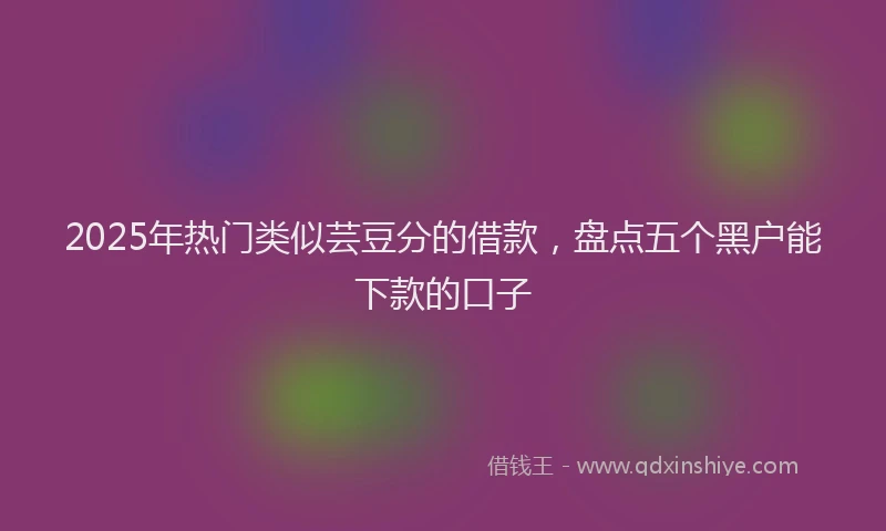 2025年热门类似芸豆分的借款，盘点五个黑户能下款的口子