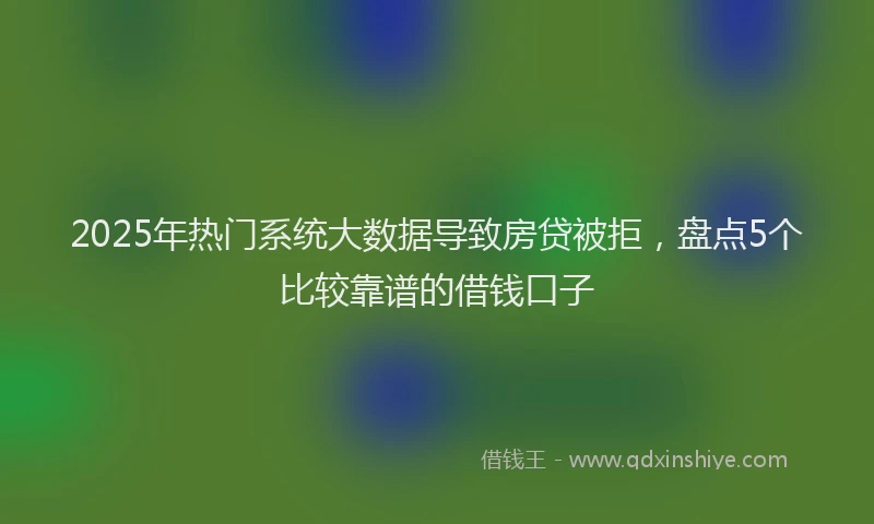 2025年热门系统大数据导致房贷被拒，盘点5个比较靠谱的借钱口子