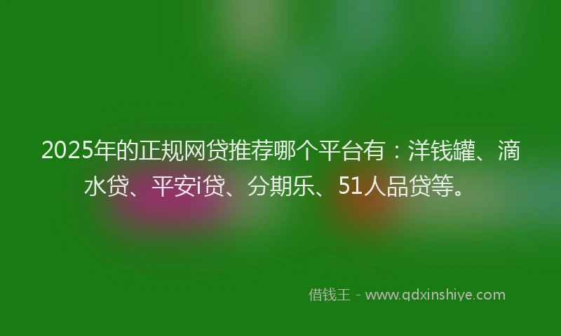 2025年的正规网贷推荐哪个平台有：洋钱罐、滴水贷、平安i贷、分期乐、51人品贷等。