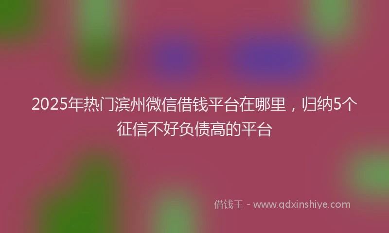 2025年热门滨州微信借钱平台在哪里，归纳5个征信不好负债高的平台