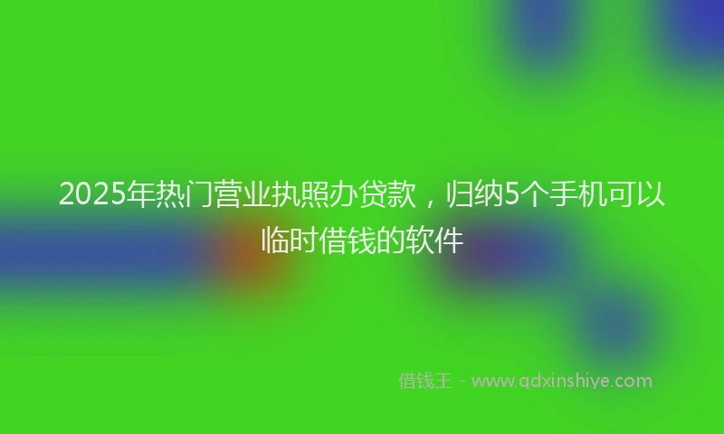 2025年热门营业执照办贷款，归纳5个手机可以临时借钱的软件