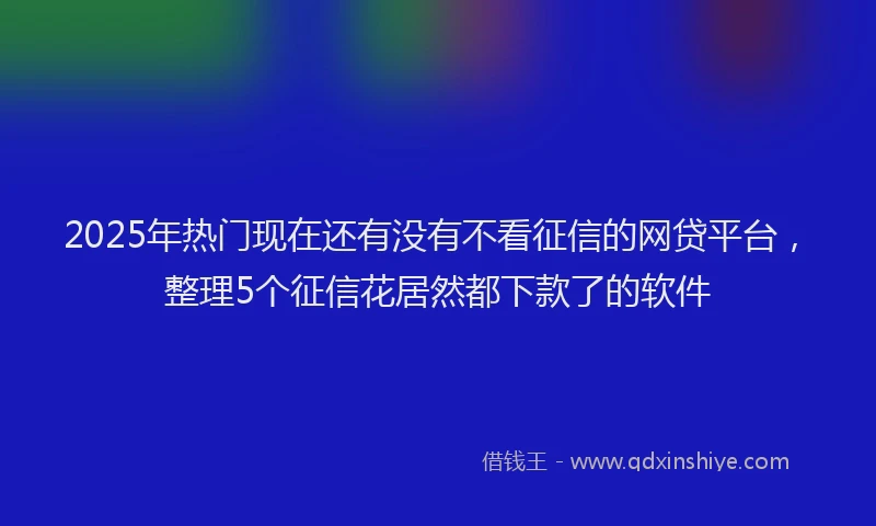 2025年热门现在还有没有不看征信的网贷平台，整理5个征信花居然都下款了的软件