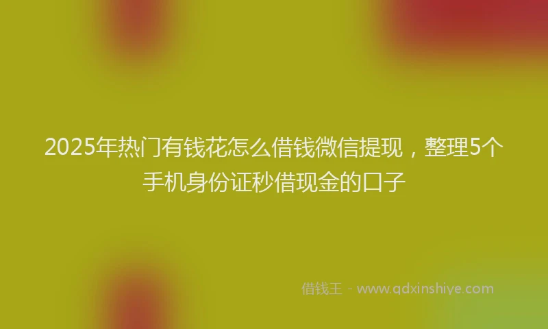 2025年热门有钱花怎么借钱微信提现，整理5个手机身份证秒借现金的口子