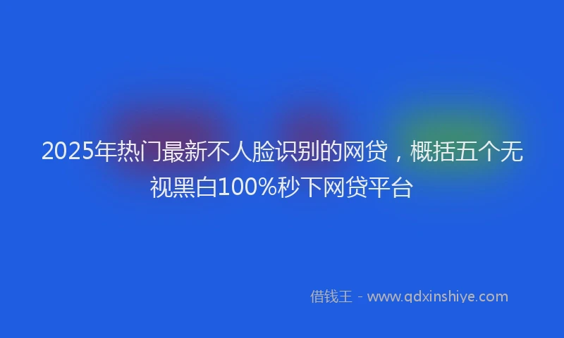 2025年热门最新不人脸识别的网贷，概括五个无视黑白100%秒下网贷平台