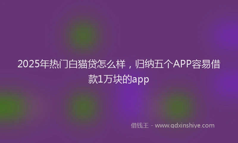 2025年热门白猫贷怎么样，归纳五个APP容易借款1万块的app