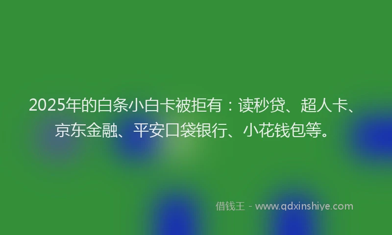 2025年的白条小白卡被拒有：读秒贷、超人卡、京东金融、平安口袋银行、小花钱包等。