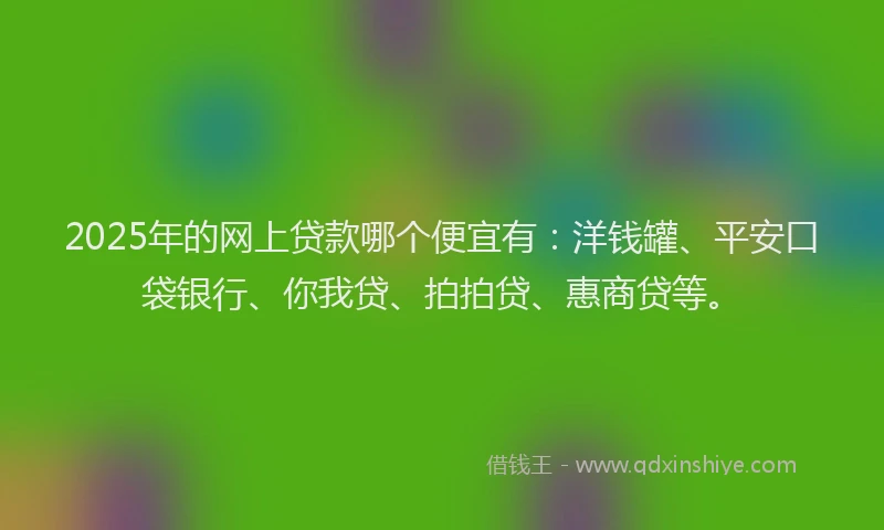 2025年的网上贷款哪个便宜有：洋钱罐、平安口袋银行、你我贷、拍拍贷、惠商贷等。