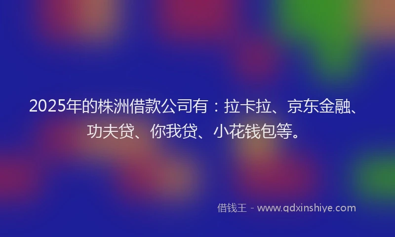 2025年的株洲借款公司有：拉卡拉、京东金融、功夫贷、你我贷、小花钱包等。