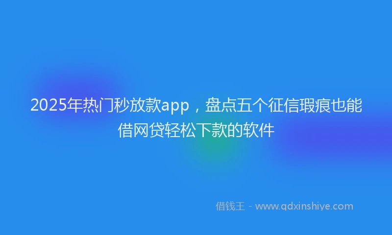 2025年热门秒放款app，盘点五个征信瑕疵也能借网贷轻松下款的软件