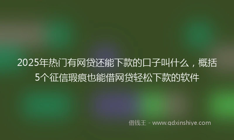 2025年热门有网贷还能下款的口子叫什么，概括5个征信瑕疵也能借网贷轻松下款的软件