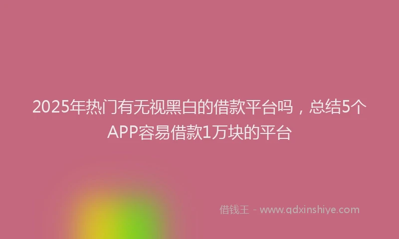 2025年热门有无视黑白的借款平台吗，总结5个APP容易借款1万块的平台