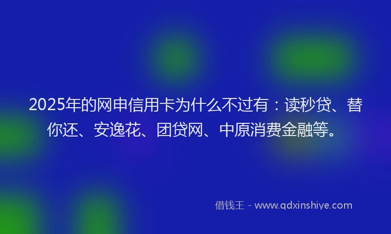 2025年的网申信用卡为什么不过有：读秒贷、替你还、安逸花、团贷网、中原消费金融等。