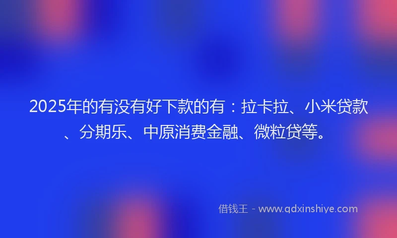 2025年的有没有好下款的有：拉卡拉、小米贷款、分期乐、中原消费金融、微粒贷等。