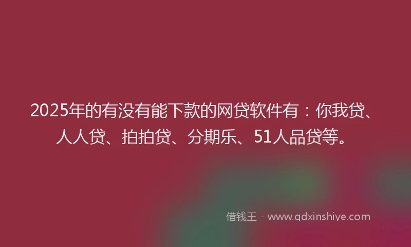2025年的有没有能下款的网贷软件有：你我贷、人人贷、拍拍贷、分期乐、51人品贷等。