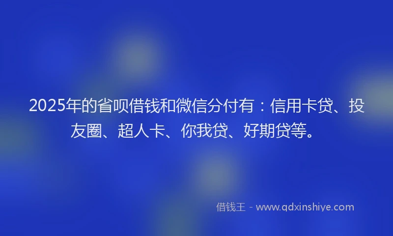 2025年的省呗借钱和微信分付有：信用卡贷、投友圈、超人卡、你我贷、好期贷等。