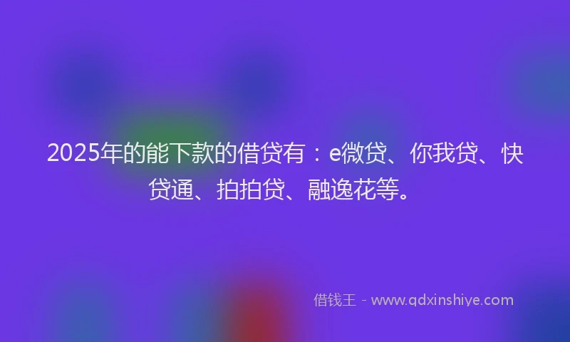 2025年的能下款的借贷有：e微贷、你我贷、快贷通、拍拍贷、融逸花等。