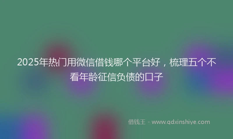 2025年热门用微信借钱哪个平台好，梳理五个不看年龄征信负债的口子
