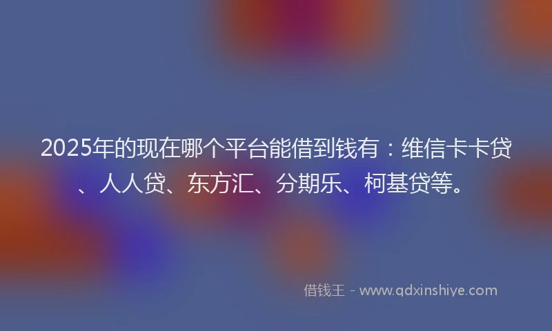 2025年的现在哪个平台能借到钱有：维信卡卡贷、人人贷、东方汇、分期乐、柯基贷等。