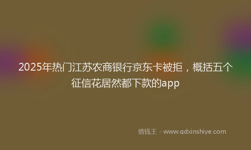 2025年热门江苏农商银行京东卡被拒，概括五个征信花居然都下款的app