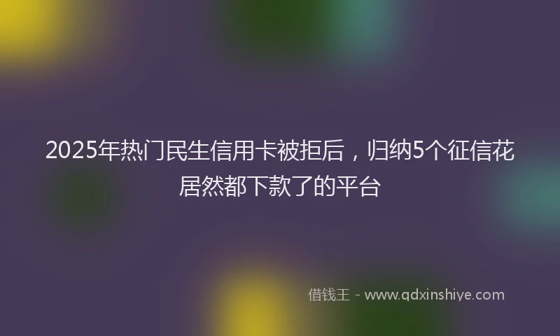 2025年热门民生信用卡被拒后，归纳5个征信花居然都下款了的平台