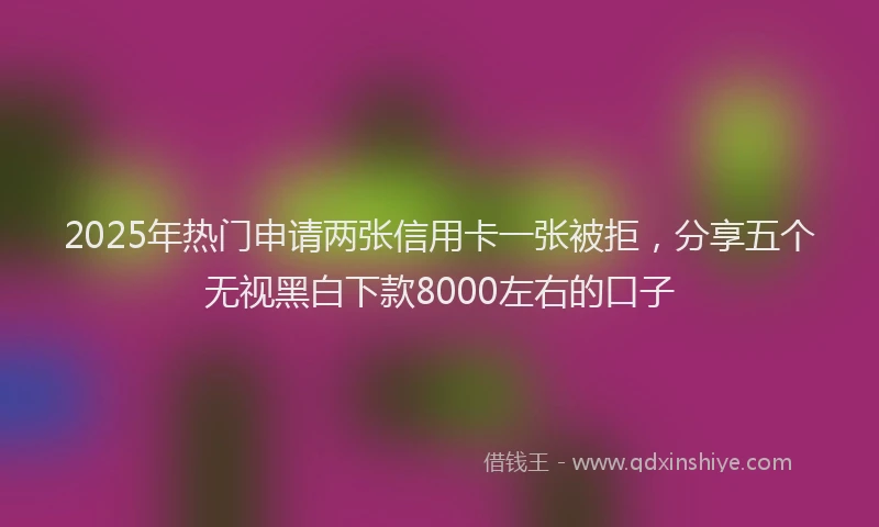 2025年热门申请两张信用卡一张被拒，分享五个无视黑白下款8000左右的口子