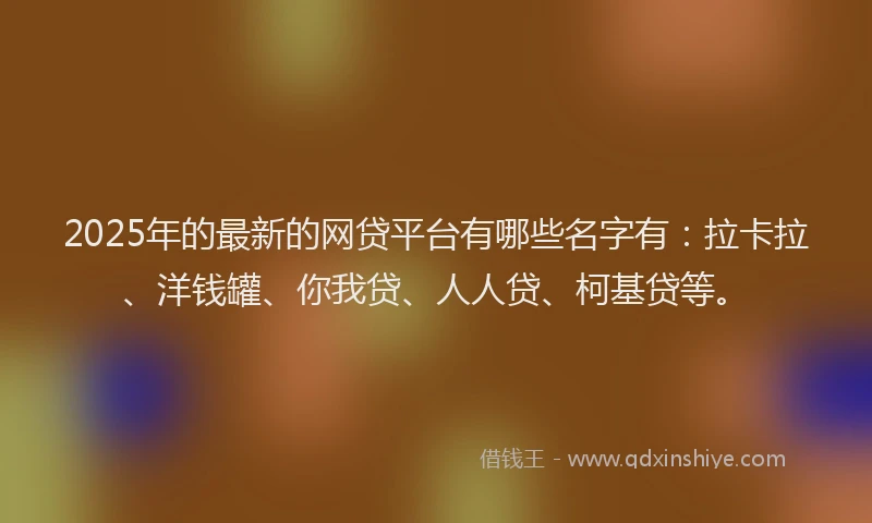 2025年的最新的网贷平台有哪些名字有：拉卡拉、洋钱罐、你我贷、人人贷、柯基贷等。