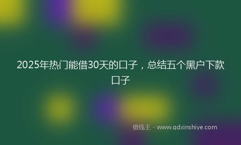 2025年热门能借30天的口子，总结五个黑户下款口子
