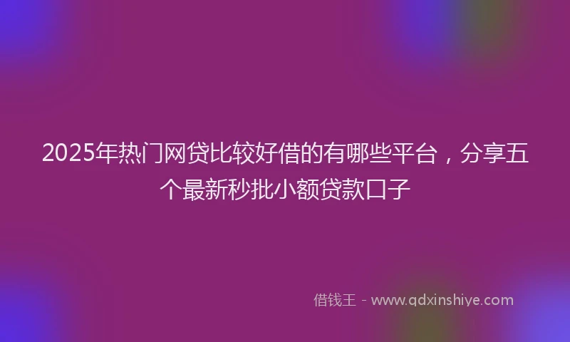 2025年热门网贷比较好借的有哪些平台，分享五个最新秒批小额贷款口子